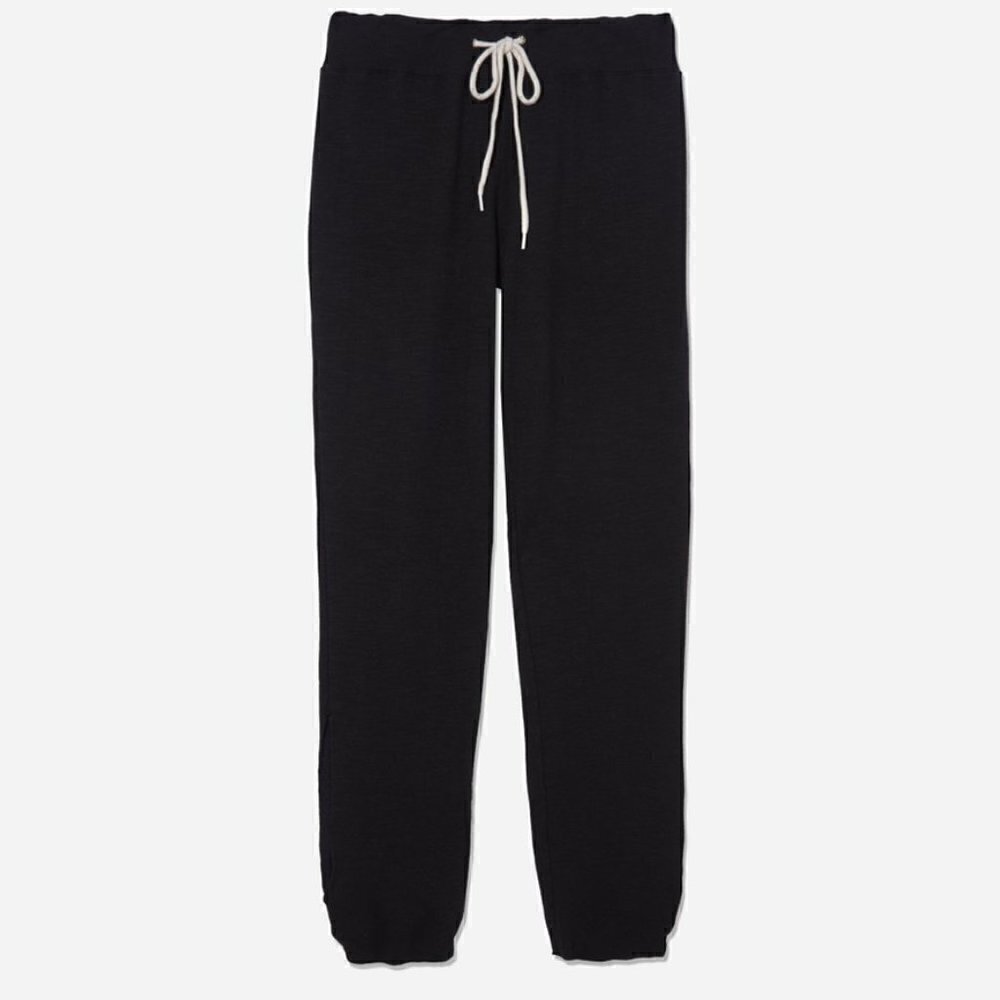 New Monrow Supersoft Vintage Drawstring Waist Black Jogger Sweatpants NWT Large - Picture 4 of 10